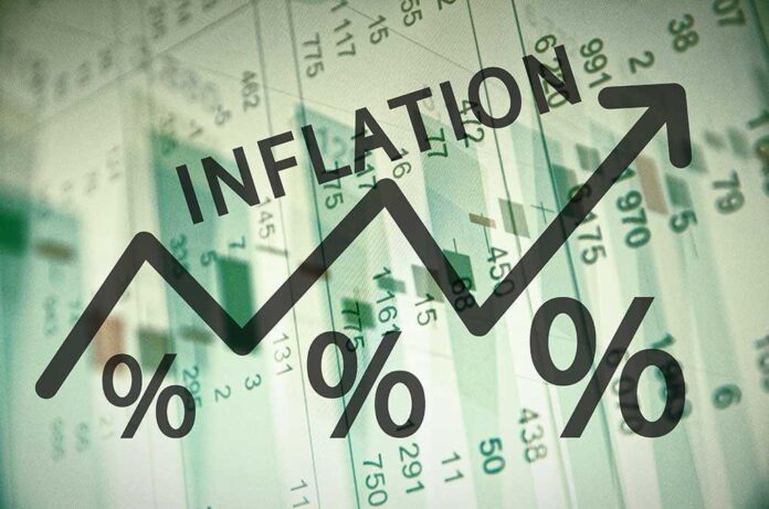 Word,Inflation,On,Up,Trend,Arrow,,With,Financial,Data,Visible