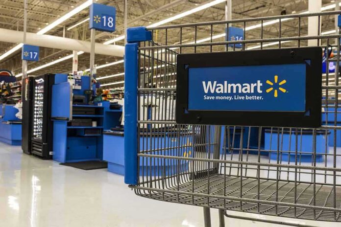 682617673 featured image Walmart shopping cart inside store near checkout aisle