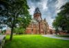 an image on the lawn of a main building at Harvard University