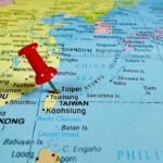 Red pushpin on map of Taiwan
