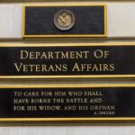 Department of Veterans Affairs building sign with quote
