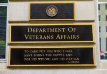 Department of Veterans Affairs building sign with quote