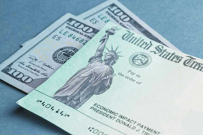 100 bill and US Treasury check
