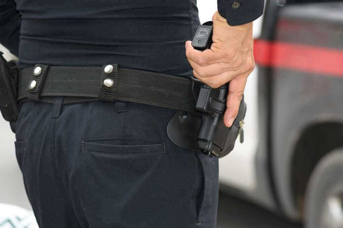 305805866 Person holding a gun in a holster
