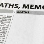 Newspaper page featuring death announcements and obituaries
