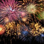 250-Foot Trump Arch–VISION Meets Hard PUSHBACK Colorful fireworks exploding in the night sky