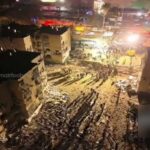 Drone footage shows destruction after missile strike on