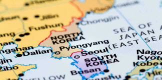 Map showing North and South Korea, Japan, and China.