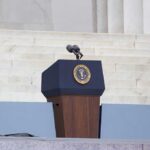 NO MORE MR. NICE GUY: Trump Threatens Iran Podium with a microphone and presidential seal in front of steps