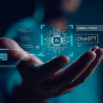 Florida Launches Landmark Tech Lawsuit Hand holding digital AI and ChatGPT graphics.