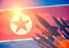 Missile Frenzy: North Korea Signals Hard Line North Korean flag with missile silhouettes.