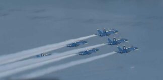 Blue Angels fly over New York Harbor as part of Sail4th 250