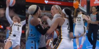 Sophie Cunningham wants to fight DiJonai after flagrant 2 👀 Caitlin Clark tech for bumping ref