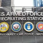 Russia’s War Bonuses Reach Eye-Watering Levels U.S. Armed Forces recruiting station facade with service emblems