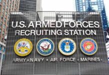 Russia’s War Bonuses Reach Eye-Watering Levels U.S. Armed Forces recruiting station facade with service emblems