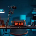 Jaw-Smash Craze Targets Teen Boys podcast studio desk with on air sign and microphones