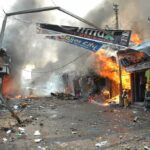 Wildfire: 40,000 Flee as France’s Faces Crisis Spirals Street marketplace engulfed in fire and heavy smoke