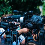 Malibu Chaos: Sinkhole, Gas Line Blown TV news cameras crowding together at an outdoor event