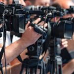 Iceland Rejects Renewed EU Membership Talks television cameras on tripods at a media event