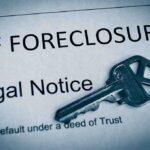 A key placed on a foreclosure notice document