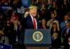 Trillion-Dollar Questions Surround Trump’s $5,000 Plan Donald Trump speaking at a rally behind a presidential podium
