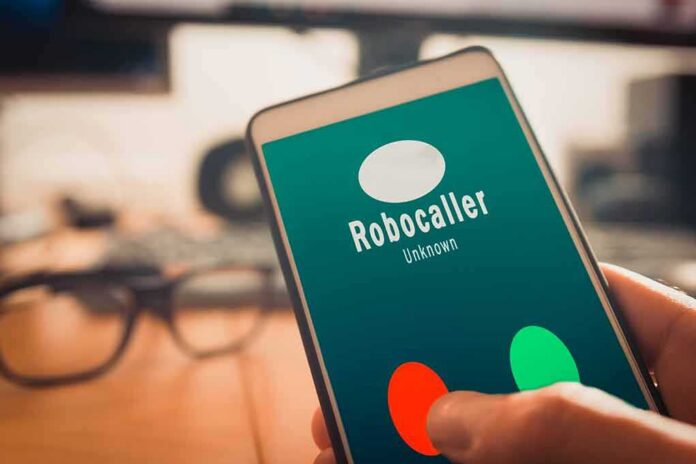 smartphone showing an incoming robocall screen
