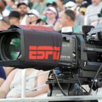 Broadcast television camera at a sports event